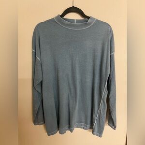 We the free long sleeve distressed thread look style grey/blue  shirt top